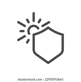 Sun protection related icon outline and linear vector.