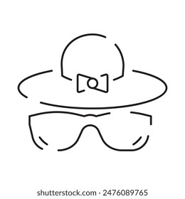 Sun Protection Related Vector Line Icon. Icons as Sunscreen, Sunglasses, UV rays exposure time and more. Summer vacation