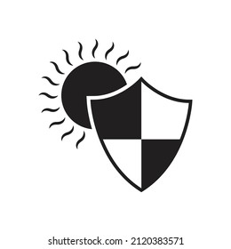 Sun protection shield icon design isolated on white background