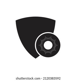 Sun protection shield icon design isolated on white background