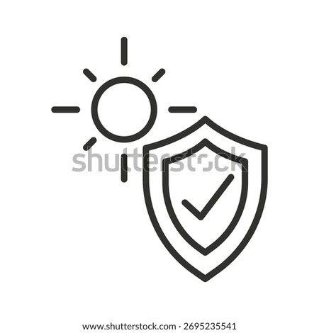 sun protection sign, thin line vector illustration, icon