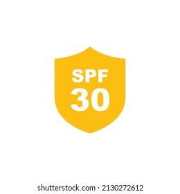 Sun protection SPF 30 simple flat icon vector. SPF 30 icon. Shield icon