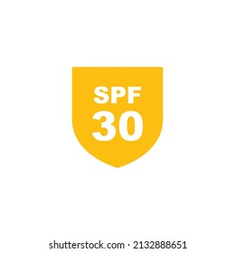 Sun protection SPF 30 simple flat icon vector. SPF 30 icon. Shield icon