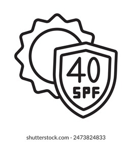 Sun Protection SPF 40 Icon Perfect for Skincare and Summer Designs