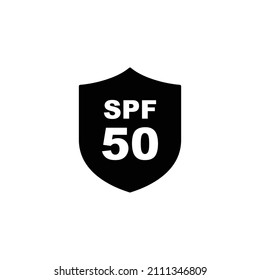 Sun protection SPF 50 simple flat icon vector