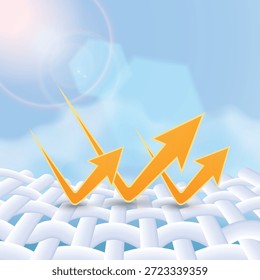 Tecnologia de proteção solar. As setas de luz solar refletem a superfície têxtil tecida, demonstrando capacidade de proteção UV de alto desempenho e resistência ao calor para campanhas de roupas esportivas.