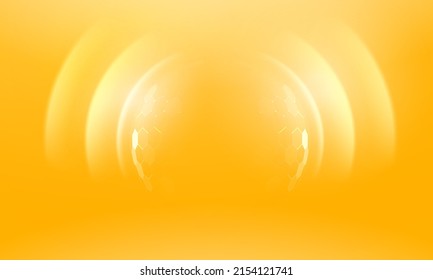 Sun protection from ultraviolet light, in futuristic glowing vector illustration on light background. Сircular barrier to block UV radiation. Template for beauty product, bubble shield effect