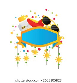 Sun protection vector cartoon frame, summer season