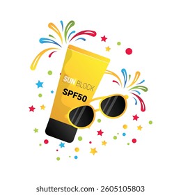 Sun protection vector cartoon illustration on the white background