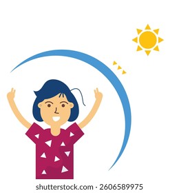Sun protection vector cartoon illustration on the white background