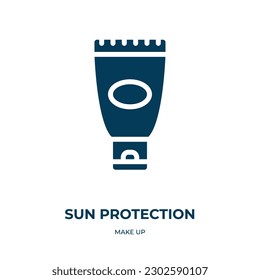 icono del vector de protección solar. protección solar, protección, iconos llenos de sol del concepto de maquillaje plano. Icono de glifo negro aislado, elemento de símbolo de ilustración vectorial para diseño web y aplicaciones móviles