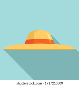Sun Protection Woman Hat Icon. Flat Illustration Of Sun Protection Woman Hat Vector Icon For Web Design