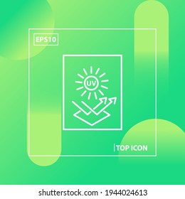 sun protective surface icon, linear sign isolated on green background. Vector element