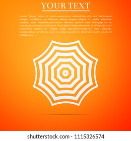 Sun protective umbrella fo beach icon isolated on orange background. Large parasol for outdoor space. Beach umbrella. Summer vacation or picnic accessory. Flat design. Vector Illustration
