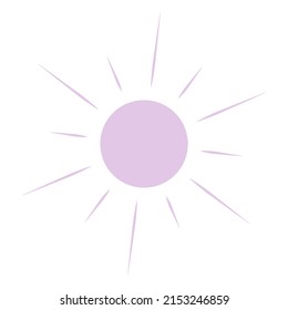 The sun. Purple star. The heavenly body. Color vector illustration. Boho style. Ultraviolet rays. Weather forecast. The day star. Isolated background. Happy Easter. An idea for web design, invitations