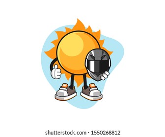 Sun racer cartoon. Mascot Character vector.