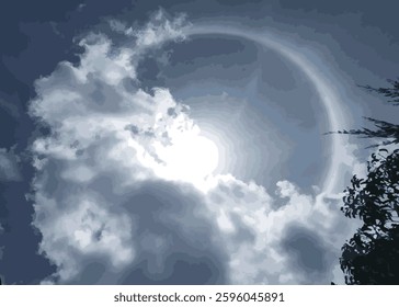 The sun, a radiant golden sphere, illuminates the Earth as clouds drift gracefully across the sky