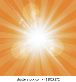 The sun radiation retro orange background  vintage