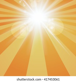 The sun radiation retro orange background  vintage