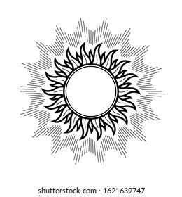 Sun with radius horoscope symbol line style.