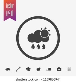 sun and rain cloud icon vector