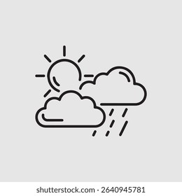 Sun and rain clouds weather icon illustration