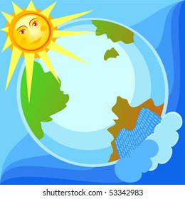 The sun and the rain on our planet, vector