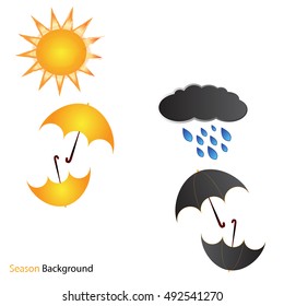 sun and rain summer umbrella season vector background