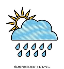 sun and rain weather related icon image vector illustration design 