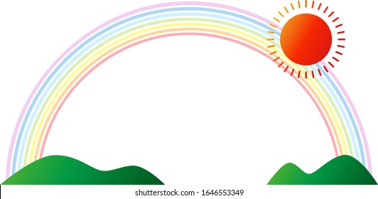 sun and rainbow and mountain