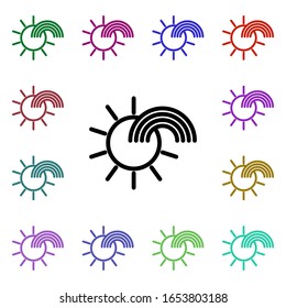 Sun rainbow sign multi color style icon. Simple thin line, outline vector of weather icons for ui and ux, website or mobile application