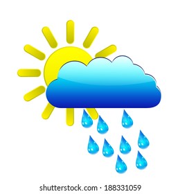 sun with raincloud and raindrops