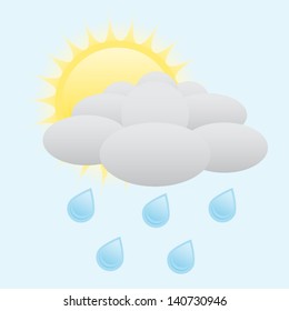 Sun and rainy clouds weather icon