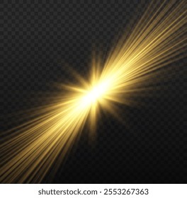 Sun ray glow abstract shine light effect starburst beam sunshine glowing isolated image. Lights flare, star flash light, white sun rays, png. Realistic sun rays. 