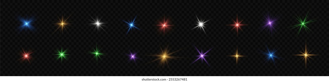 Sun ray glow abstract shine light effect starburst beam sunshine glowing isolated image. Lights flare, star flash light, white sun rays, png. Realistic sun rays. 