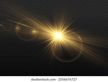 Sun ray glow abstract shine light effect starburst beam sunshine glowing isolated image. Lights flare, star flash light, white sun rays, png. Realistic sun rays. 