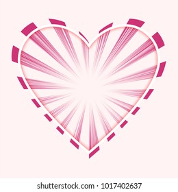 Sun ray heart Valentine's day background design sweet pink two tone color with white line paper cut and shadow vector eps10 
