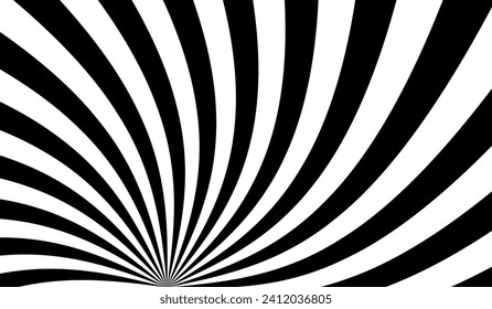 Sun ray light. Sun rays background. Radial burst. Sunburst black pattern isolated on white background. Beams line. Radiate sunlight. Comic effect texture. Retro pop art stripe. Vector illustration