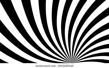 Sun ray light. Sun rays background. Radial burst. Sunburst black pattern isolated on white background. Beams line. Radiate sunlight. Comic effect texture. Retro pop art stripe. Vector illustration