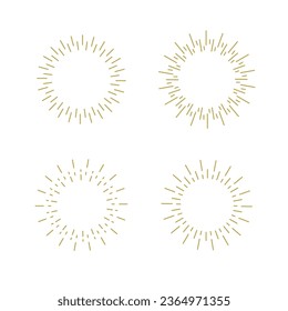 Sun ray line emblem. Bursting shine decor. Modern style. Vector illustration