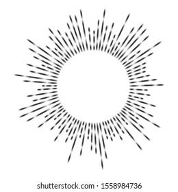 Sun ray logo vector. Illustration with rays, beams, radial lines. Abstract circular pattern.