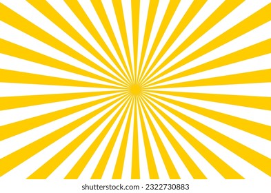 Sun ray radial vector background yellow burst shine beam design. Orange retro sunburst background