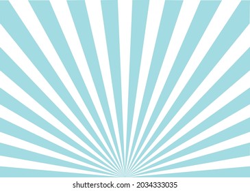 Sun Ray Retro Background Vector Burst Light. Sunrise Or Sunset Retro Sign. Blue Color Burst Background. Flat Style.