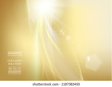 Sun ray shining a the top of image over the golden gradient background. Vector illustration.