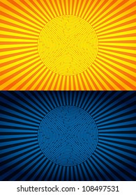 Sun with rays  abstract background