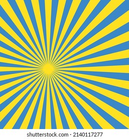 Sun rays background. Background in the colors of the ukrainian flag. Vector illustration. Abstract blue and yellow background