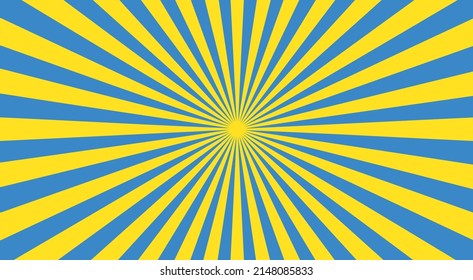 Sun rays background. Background in the colors of the ukrainian flag. Vector illustration. Abstract blue and yellow background