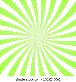 Sun rays background. Green radiate sun beam burst effect. Sunbeam light flash boom. Template starburst poster. Sunlight star, sunrise glow burst. Solar radiance glare retro design Vector illustration