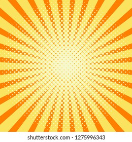 Sun rays background with halftone effect