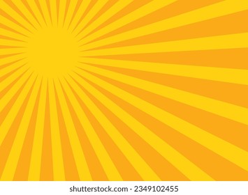 Sun rays background. Pop art sun rays background. Vector illustration of retro template for yellow with radial stripes on orange.